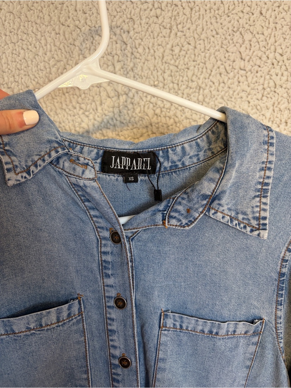 Light Blue Denim Midi Dress with Button Front - Picture 2 of 2